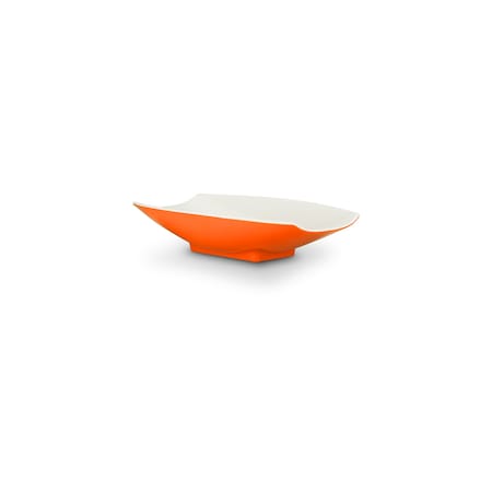 Bon Chef Melamine Curves Bowl - Orange Outside/White Inside 10 1/2" X 6 1/8" X 2 1/2" 24 Oz 53702-2ToneOrange